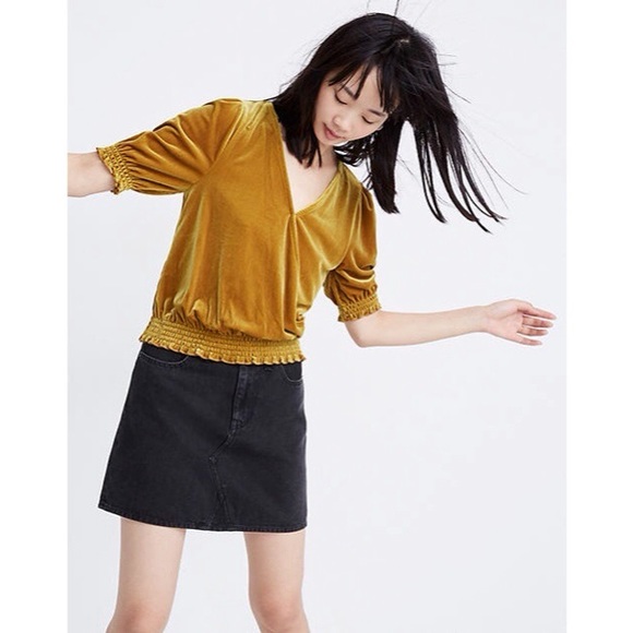 Madewell Tops - Madewell Velvet Smocked Crossover Top